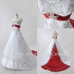 2013 Elegant Strapless White And Red Wedding Dresses :: I like the embroidery and the design of the colored parts...Again, blue would be perfect! ^_^ Wedding Dress, Chiffon, Vestidos De Novia, Vestidos De Fiesta, Vestidos De Fiesta Largos, Casamento, Robe De Mariage, Vestidos, Robe