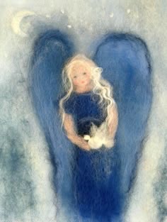 Virgin Mary madonna card religious greeting card catholic art gift sacred art spiritual angel artwork wool felt art guardian angel art