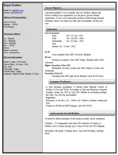 model resume format