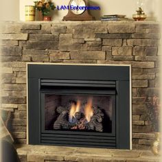 ProCom?35-in W 32 000-BTU Black Vent-Free Dual-Burner Gas Fireplace Firebox with Thermostat and Remote Control | Fireplace insert | Pinterest | Gas fireplace