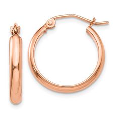 14K Rose Gold Polished 21mm Round Hoop Earrings