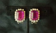 Aurora Round Peach Rivoli Cut Rhinestone Earrings Clear Rhinestone Border Silver-Tone .5 Inch Wide