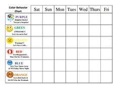 Behavior Chart Template Sample Charts Weekly Monday Color Behavior Chart To Reinforce Good By Mommy Go Lucky