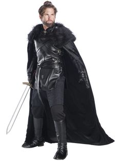 Mens Medieval Prince Knight Hooded Robe Game Of Thrones Fancy Dress Costume