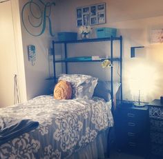 Dorm E Saver Shelves Go Over The Bed And Have Spots For Phone My Dorm Room At Ohio University Bromley Hall Bedding And Wall Decal From Pottery Barn Over The Bed Storage Bath Beyond