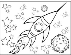a rocketship flies by a planet and through the stars in this printable outer space coloring - Space Coloring Pages a rocketship flies by a planet and through the stars in this printable outer space coloring - Space Coloring Pages