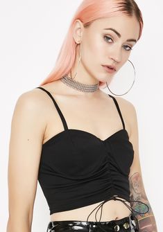 Black Cinched Crop Cami Top | Dolls Kill