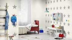 Star Wallpaper Teens Kids Stars Bedroom Feature Luxury White /& Grey By Rasch