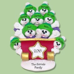54 Best Personalized Family Ornaments Images On Pinterest In 2018 Polar Bear Family Of 9 In Sleigh Handmade Polymer Clay Ornament Personalized Christmas Limited Edition