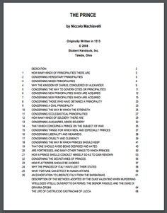 Niccolo machiavelli the prince essays