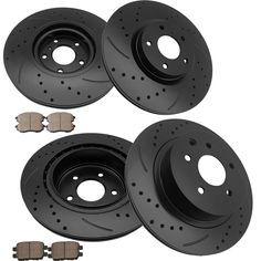 Fit 2011 BMW 328i xDrive Rear Sport Gold Slotted Brake Rotors+Ceramic Brake Pads