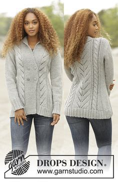 Arrowhead Gestrickte DROPS Jacke in ”Alaska” mit Arrowhead DROPS 173 22 Gestrickte DROPS Jacke in ”Alaska