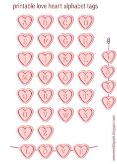 free printable alphabet letter tags love hearts ausdruckbare buchstaben freebie