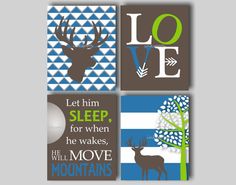 Baby Boy Nursery Art Deer Woodland Woodland Nursery Bedding Decor Deer Art Baby Boy Boys Room Let Him Sleep Choose Colors Wd4403
