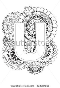 Coloring Book For Adult Mandala And Sunflower Capital Letter English Alphabet