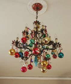 hang colorful balls from chandelier beautiful christmas decor - Christmas Decorations Pinterest Handmade hang colorful balls from chandelier beautiful christmas decor - Christmas Decorations Pinterest Handmade