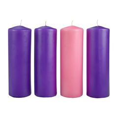 9 Inch Advent Candles Purple and Pink Flameless LED Pillar Set of 4