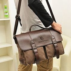 21 Best 11 Laptop Bag For Men Images Bags Desertwolf Canvas Pu Leather Vintage Cross Body Messenger Bag Briefcase Fit 13 3 Inch Laptop 2