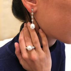 Macy /& Co Nouveau R.H Cultured Freshwater Pearl Boucles D/'Oreilles Argent Sterling 7-8 mm