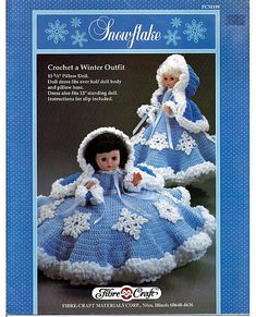 Vintage Crochet PATTERN to make 8-inch Doll Clothes Bo Peep Party Dress Hat