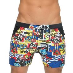 TenMet Mens Red Solid Drawstring Waist Low Rise Swim Briefs Boxer Short Square Leg Swimsuit Swimwear Beachwear