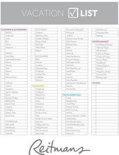 vacation travel check list