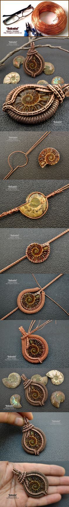 weaving around an ammonite picture tute #Wire #Jewelry #Tutorials