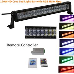 32/" 42/" 52/" RGB CREE LED Light Bar Color Change Flashing Offroad UTV ATV SUV
