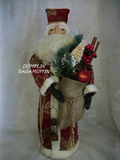 Primitive doll,PATTERN,Christmas,Santa,elf,Dumplinragamuffin,#74