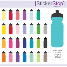 Water Bottles Icon Digital Clipart In Rainbow Colors Water Bottles Icon Digital Clipart In Rainbow Colors