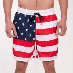 Coolie USA American Flag Old Glory Mens B//W Patriotic Board Shorts Swim Trunks