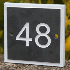 Personalised Slate Plaque Door Number House Name Sign Victorian Swirl All Sizes