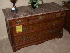 Everything But The House Wash Stand Marble Top And Marbles Eastlake Walnut Marble Top Dresser