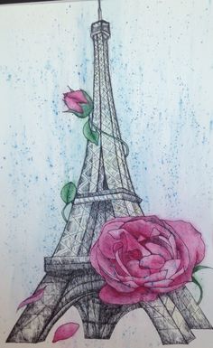 watercolor sharpie eiffel cancer tower