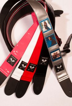 RED FLAME HEAVY DUTY GUITAR STRAP-FREE SHIPPING-LEATHER TRIM