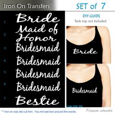 Bridesmaid Iron On Transfer Heat For By Krissiestudio Bridesmaid Iron On Transfer Heat For By Krissiestudio Wedding Party Gifts Pinterest And Diy Craft Projects