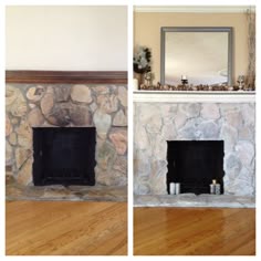 27 Best Painted Stone Fireplace Images Rock Fireplaces Sample Sized Paints To White Wash Stone Fireplace And Paint The Mantle