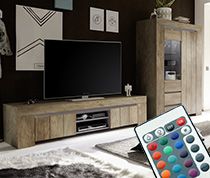 Noir//expresso Meuble TV large à 3 étages design simple et élégant pour salon
