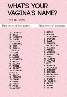 vagina nick names Vagina nick names