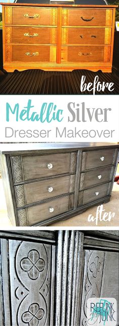 403 Best Metallic Painted Furniture Images In 2019 My Gorgeous Metallic Silver Dresser Makeover Here S How To Paint Furniture With Ideas By Refunk Junk Más