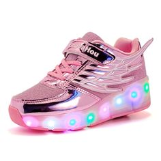 FG21ds21g Boys Girls LED Light Up Single Wheels Roller Sneakers Skate Shoes Luminous Roller Sneakers
