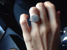 My Double Banded Circle Diamond With A Square Halo Engagement Ring Round Halo Engagement Rings Circle Diamond Rings Square Halo Engagement Rings