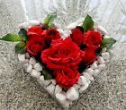 ♥ HERZ MIT KIES ROSEN FRIEDHOF GITTER GABIONEN GRABSCHMUCK GRABSCHALE STEINKORB