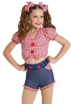 Girls Summer Suit Straps Ruffled Bow Tie Vest Tops Twill Plaid Shorts Suit Beachwear