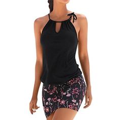 Robe LMMVP d/ét/é /à fleurs pour femme en mousseline de soie sans manches de style d/écontract/é L blanc