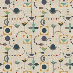 90 Best Mid Century Modern Fabric Design Images On Pinterest Blue Yellow Mod Geometic Birds Birdland Geometric By Vo Aka Virginiao Modern Bird Shapes Cotton Fabric The Yard With Spoonflower