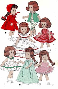 WENDY 8/" DOLL CLOTHES PATTERN VNTG 5 PIECES VIRGA GINNY DOLL MADAME ALEXANDER