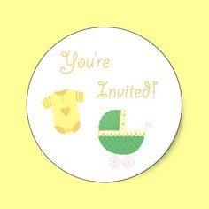 18 Best Green Yellow Baby Shower Images Boy Babyshower Invitation Sticker Green Yellow Cute Fun Round Stickers