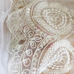 Corded Blossom Bridal Dress DIY Lace Fabric Wedding Gown Eyelash Tulle Trim 1 PC