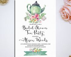 tea party invitation template tea bag cutout bridal shower